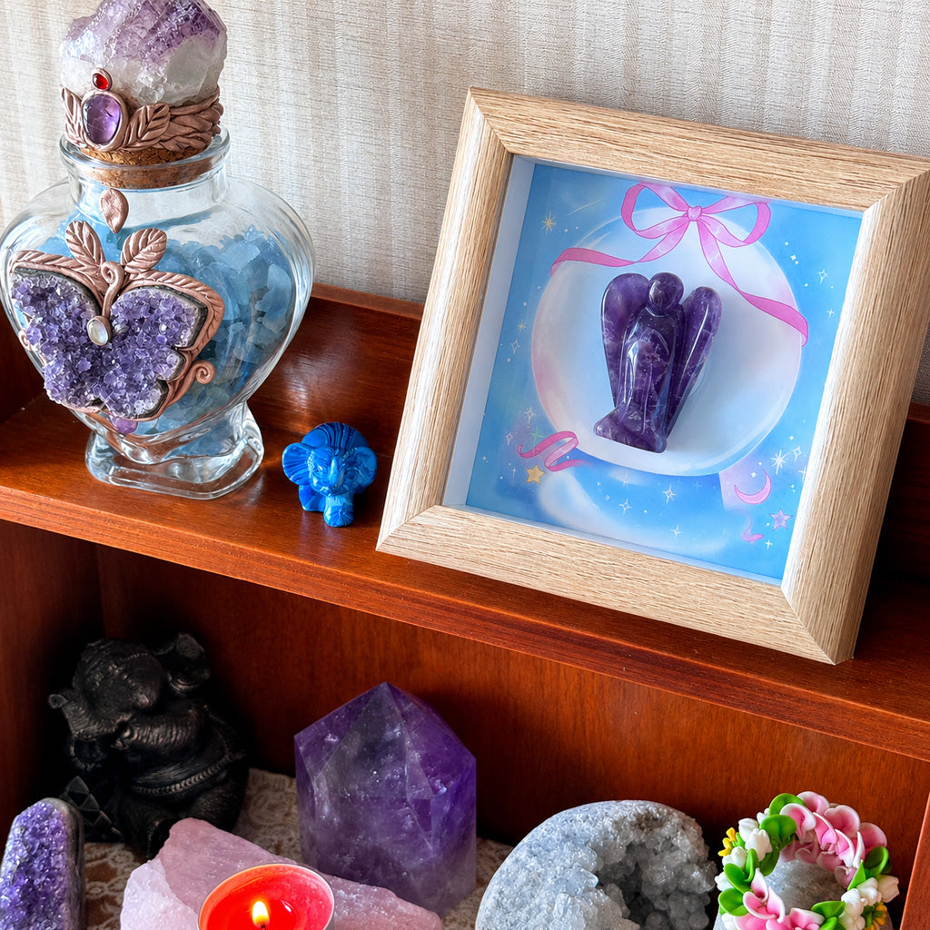 Hand-Carved Crystal Angel Frame – Peace, Guidance & Protection |  Amen Artisan