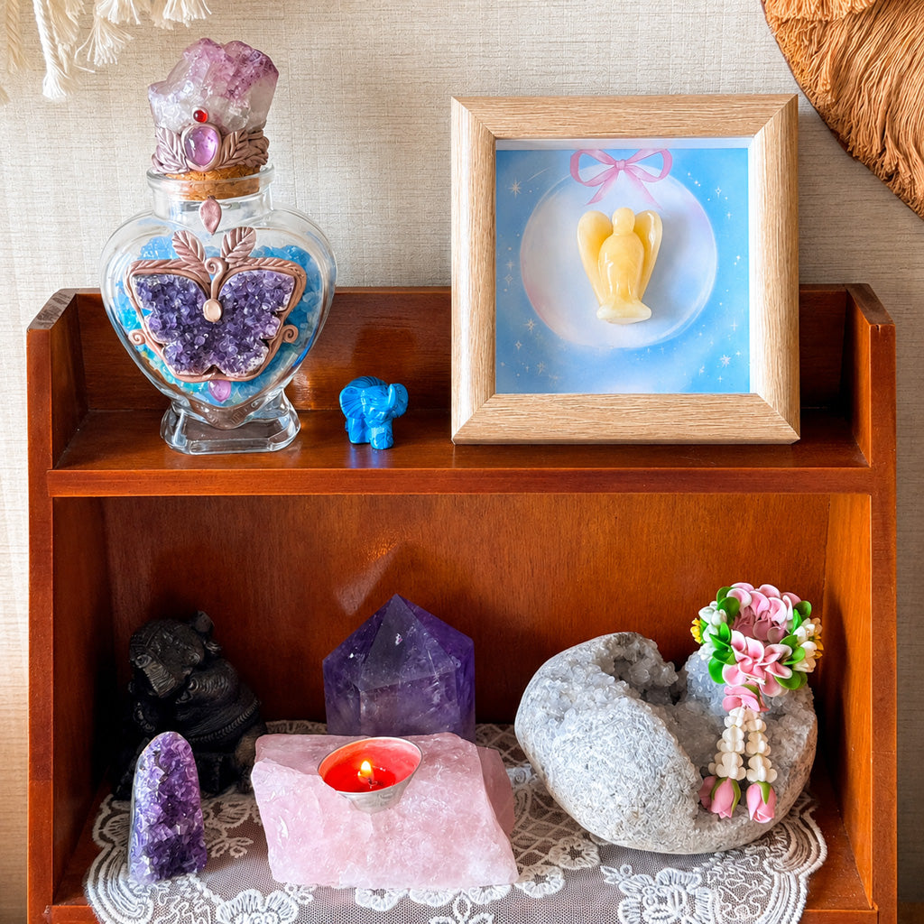 Hand-Carved Crystal Angel Frame – Peace, Guidance & Protection |  Amen Artisan