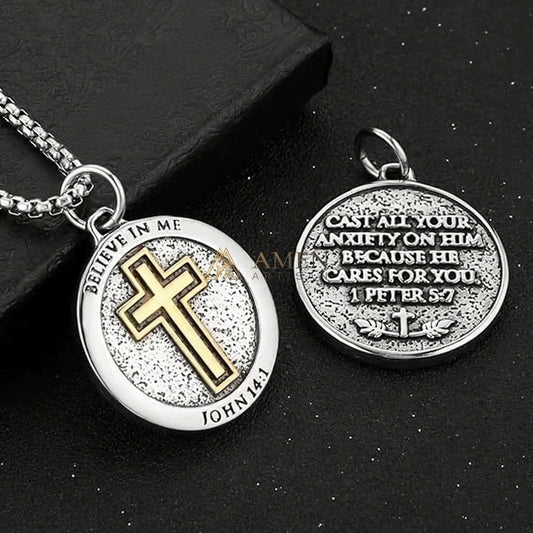 Cross Medallion Pendant Necklace Amen Artisan