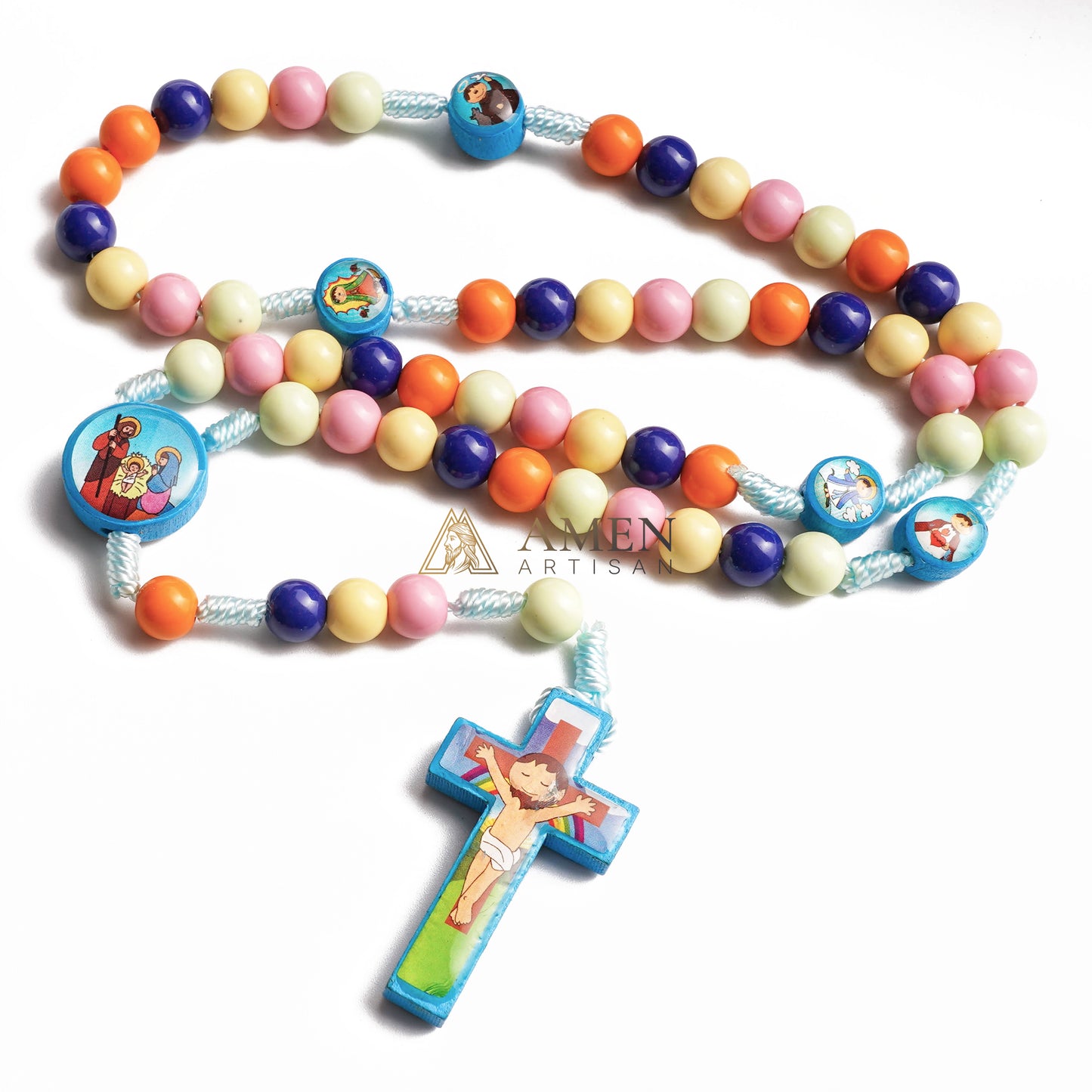 "My First Rosary" – Colorful Wooden Prayer Beads for Children - Perfect Religious Gift from Grandparents