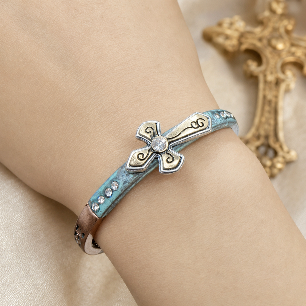 50% OFF|Vintage Cross Stretch Bracelet with Rhinestone Accents