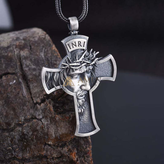 Jesus Crown of Thorns Cross Pendant with Chain | Amen Artisan