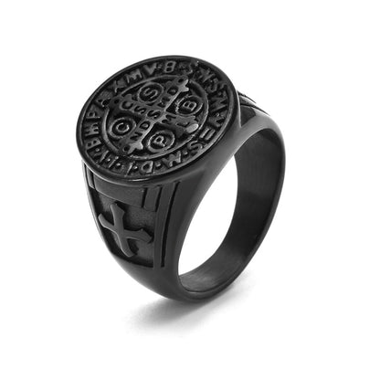 Saint Benedict Cross & Inscriptions Ring