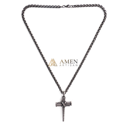 Heavy Dragon Bone Chain Cross Necklace - Resilience, Faith & Sacred Protection |  Amen Artisan
