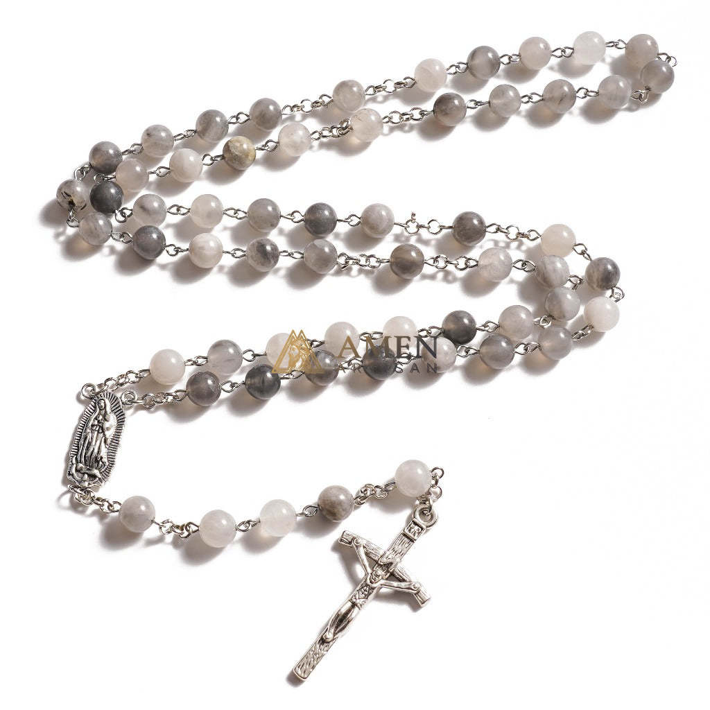 Ancient Cloud Crystal Our Lady of Guadalupe Rosary Amen Artisan