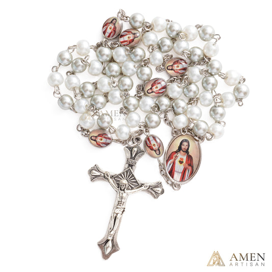 【Deal Today】Sacred Heart Jesus Prayer Rosary with Crucifix - Faith & Grace | Amen Artisan