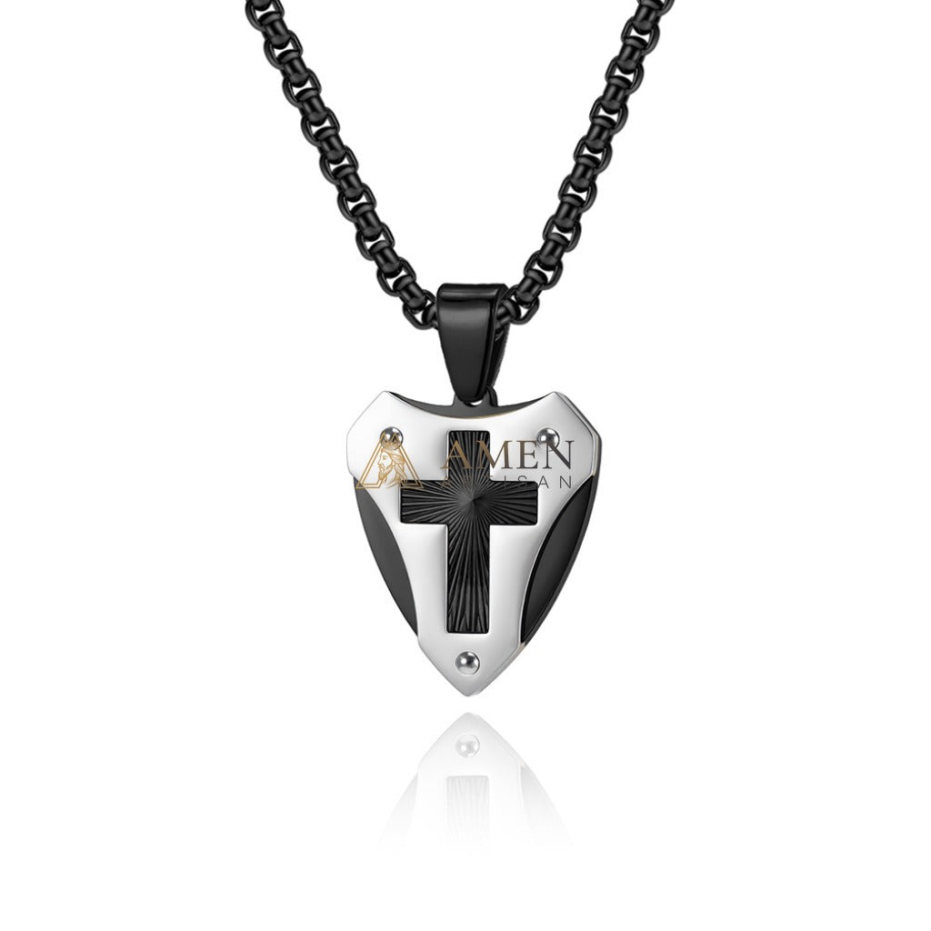 Cross Shield Pendant Necklace Amen Artisan