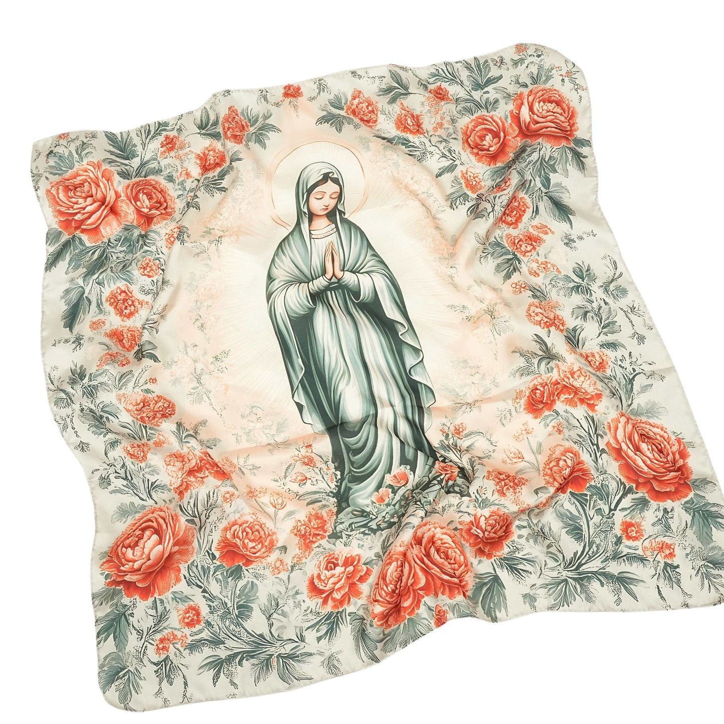 Silk Scarf with An Image of The Virgin Mary Amen Artisan