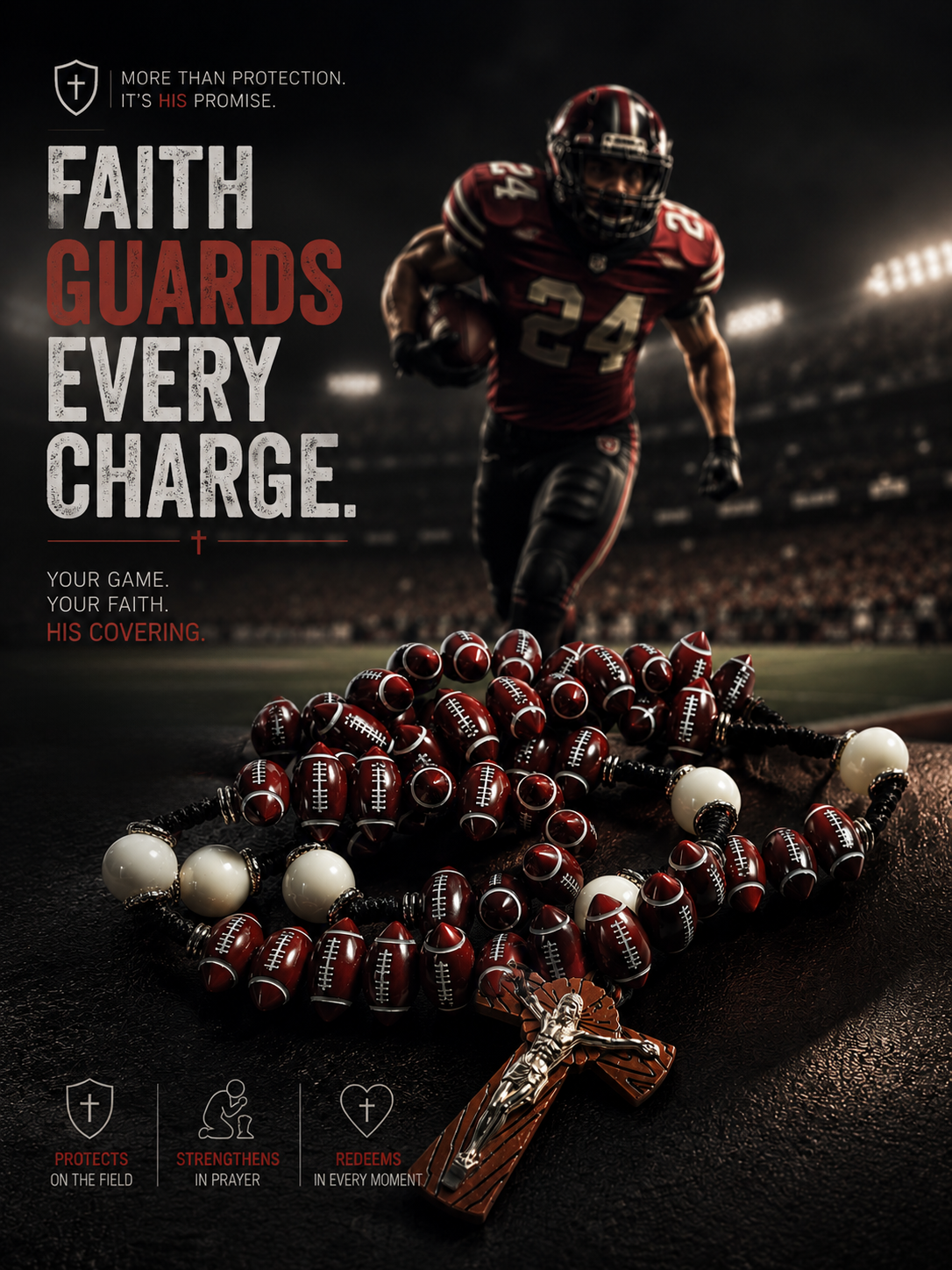 【Deal Today】Catholic Football Rosary with Oval Sports Beads | Amen Artisan