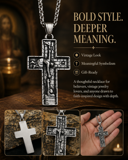 Vintage Cross Pendant Necklace Amen Artisan