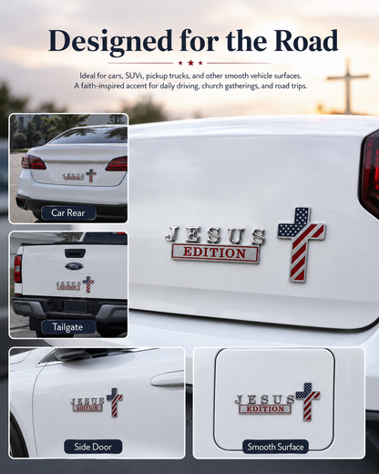 JESUS EDITION Metal Car Emblem Set - Christian Faith, Liberty & Personal Belief | Amen Artisan