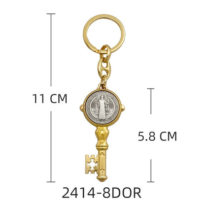 Saint Benedict Enamel Cross Keychain Amen Artisan