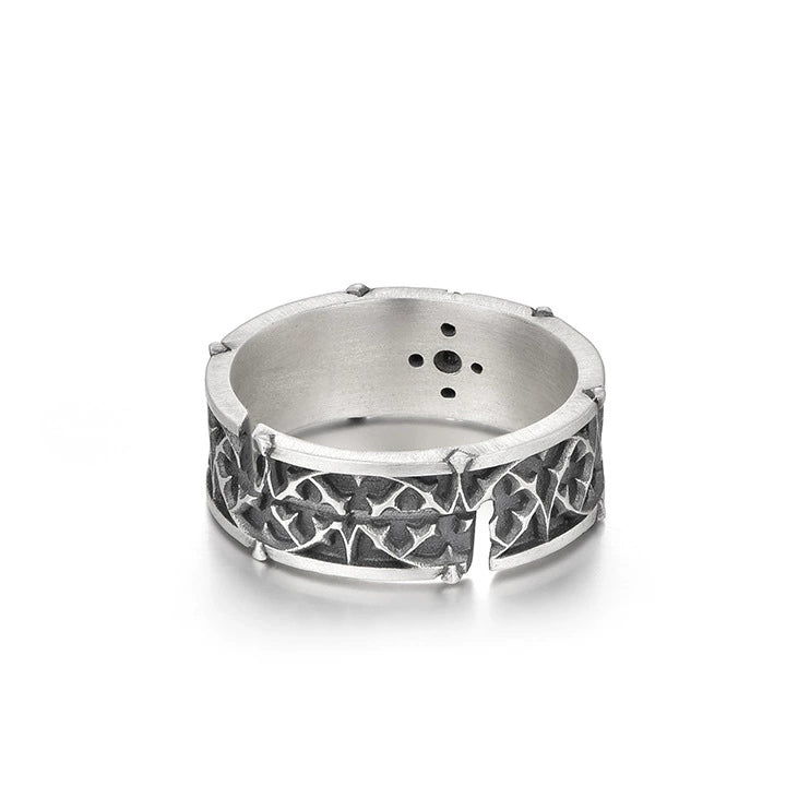 Amen Artisan Vintage Floral Cross Adjustable Open Ring