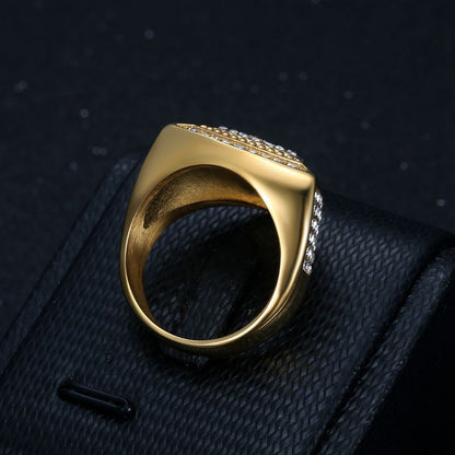 Gold Christ Ring with Diamond and Crucifix Amen Artisan