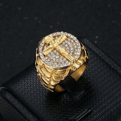 Amen Artisan Diamond Cross Christ Ring