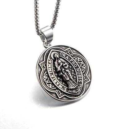 Our Lady of Fátima Ancient Silver and Gold Metal Necklace Amen Artisan