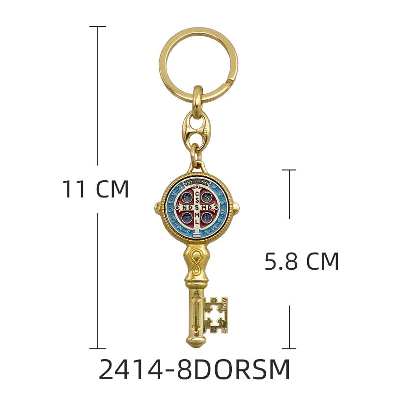 Saint Benedict Enamel Cross Keychain Amen Artisan