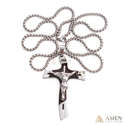 【Deal Today】Two-Tone Jesus Crucifix Necklace - Faith & Redemption