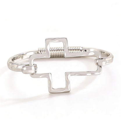 Textured Cross Cuff Bracelet with Cutout Design
