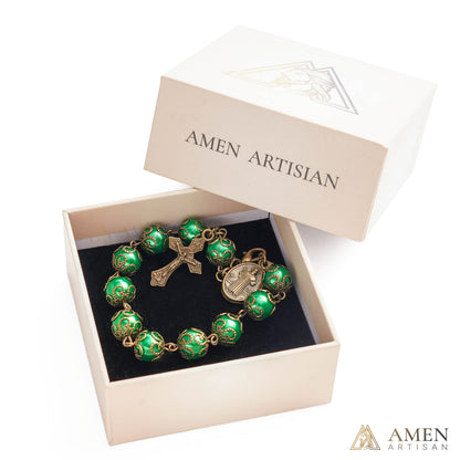 Adjustable Jesus Crucifix & St. Benedict Medal Rosary Bracelet | Amen Artisan