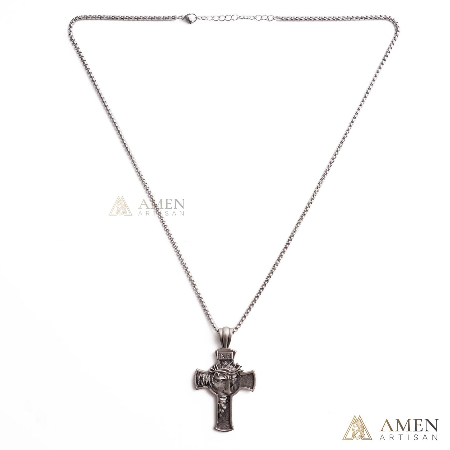 Jesus Crown of Thorns Cross Pendant with Chain | Amen Artisan