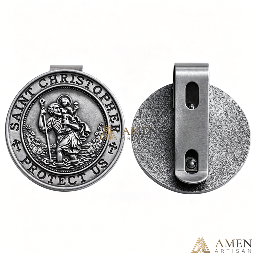 【Deal Today】Saint Christopher Protector Car Visor Clip—— A Prayer in Metal, A Shield for Every Journey | Amen Artisan