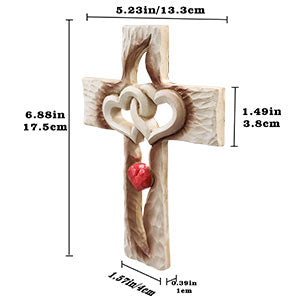 Intertwined Hearts Carved Cross Love Vows Wall Decor: Faith-Inspired Home Art Amen Artisan