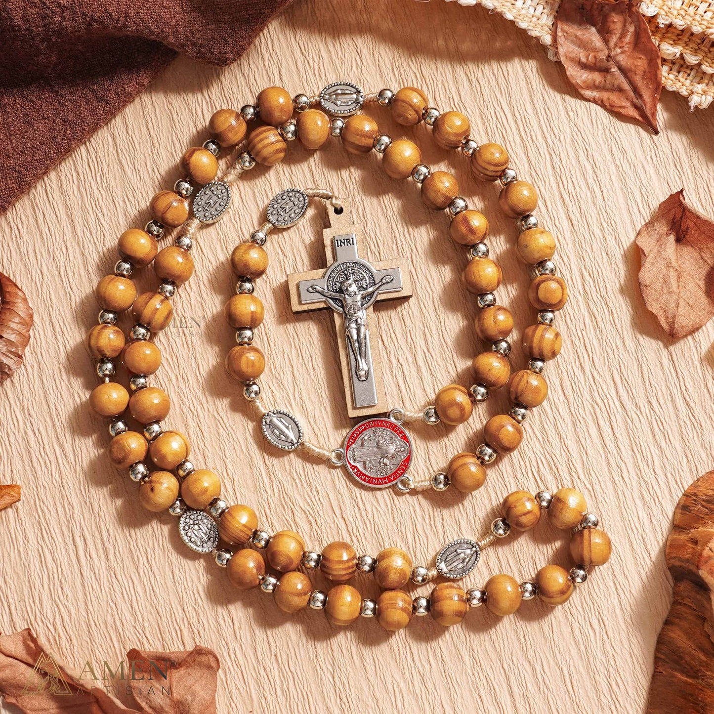 Nature Wood Rosary Amen Artisan