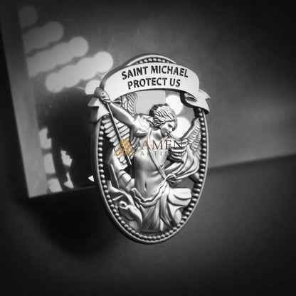St Michael Medal Car Clip Amen Artisan