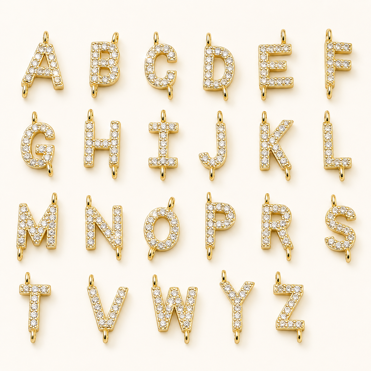 Sparkling Zircon Cross Necklace with A-Z Initial Charm