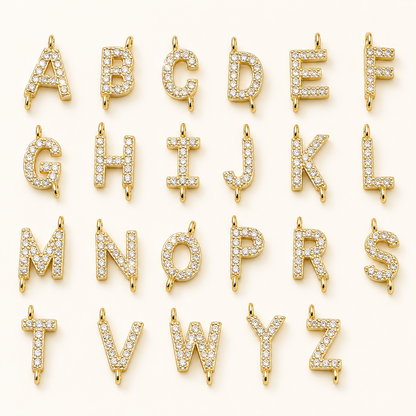 Sparkling Zircon Cross Necklace with A-Z Initial Charm
