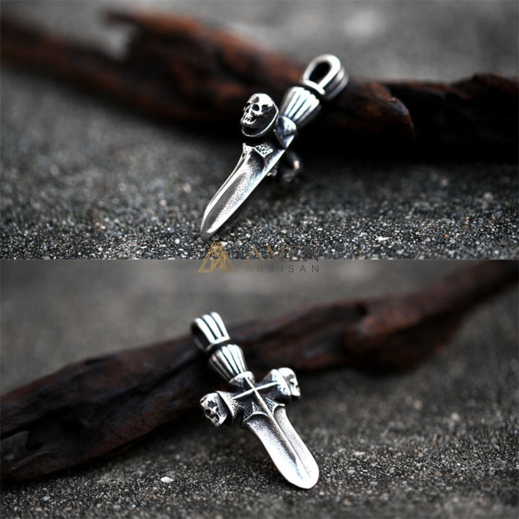 Skull Cross Pendant Necklace Amen Artisan