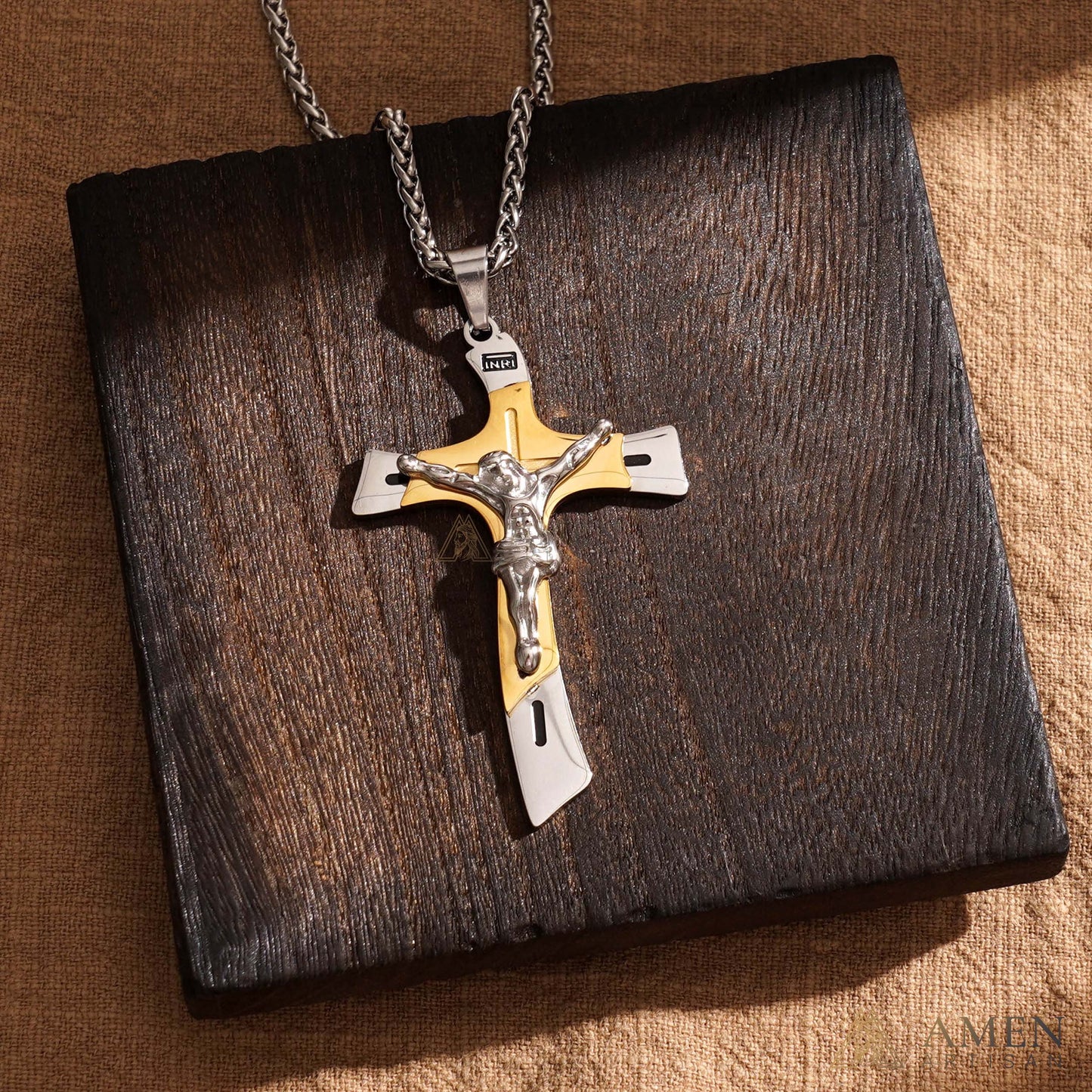【Deal Today】Two-Tone Jesus Crucifix Necklace - Faith & Redemption