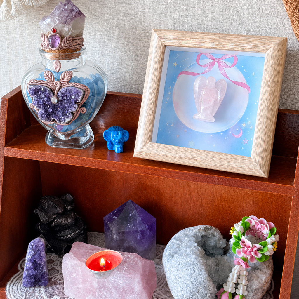 Hand-Carved Crystal Angel Frame – Peace, Guidance & Protection |  Amen Artisan
