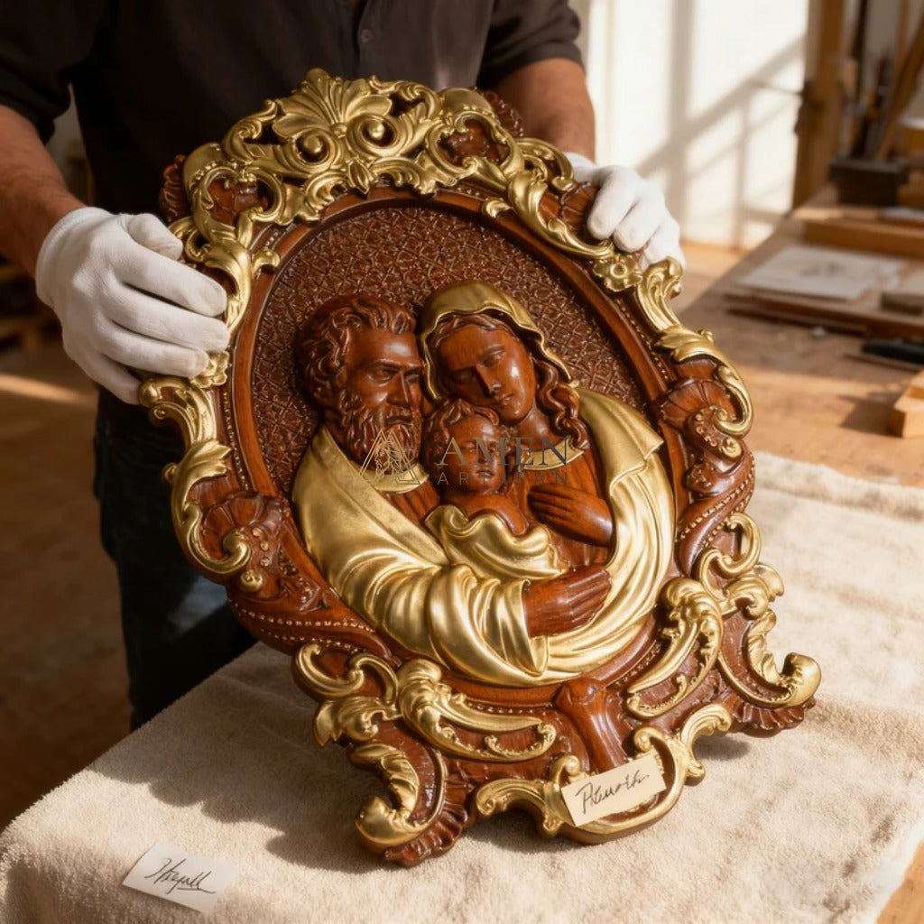 Holy Family Wood Carving