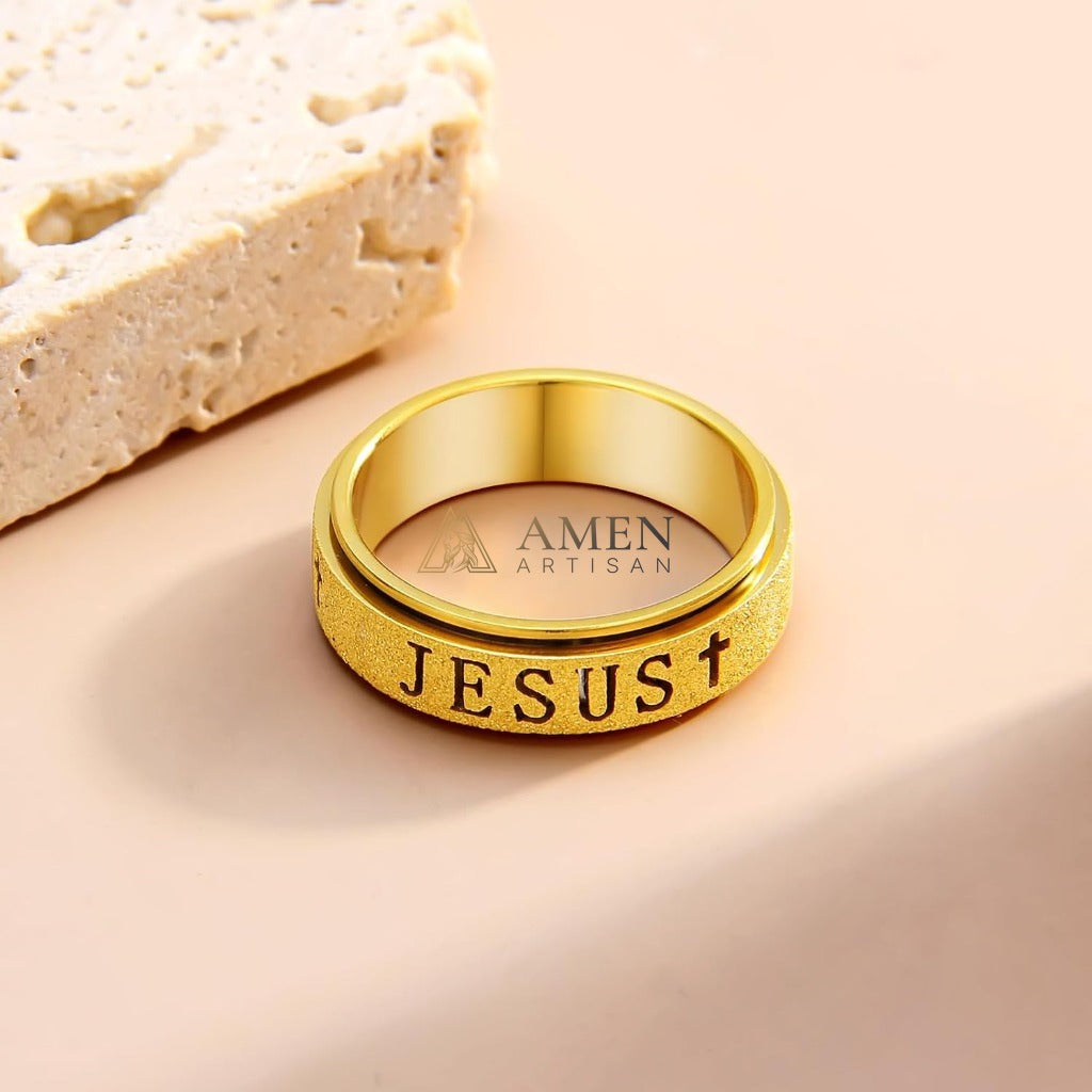 Rotating Matte Jesus Ring Amen Artisan