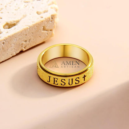 Rotating Matte Jesus Ring Amen Artisan