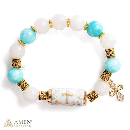 A Cool, Gentle Reminder of Faith — Natural Crystal Cross Bracelet