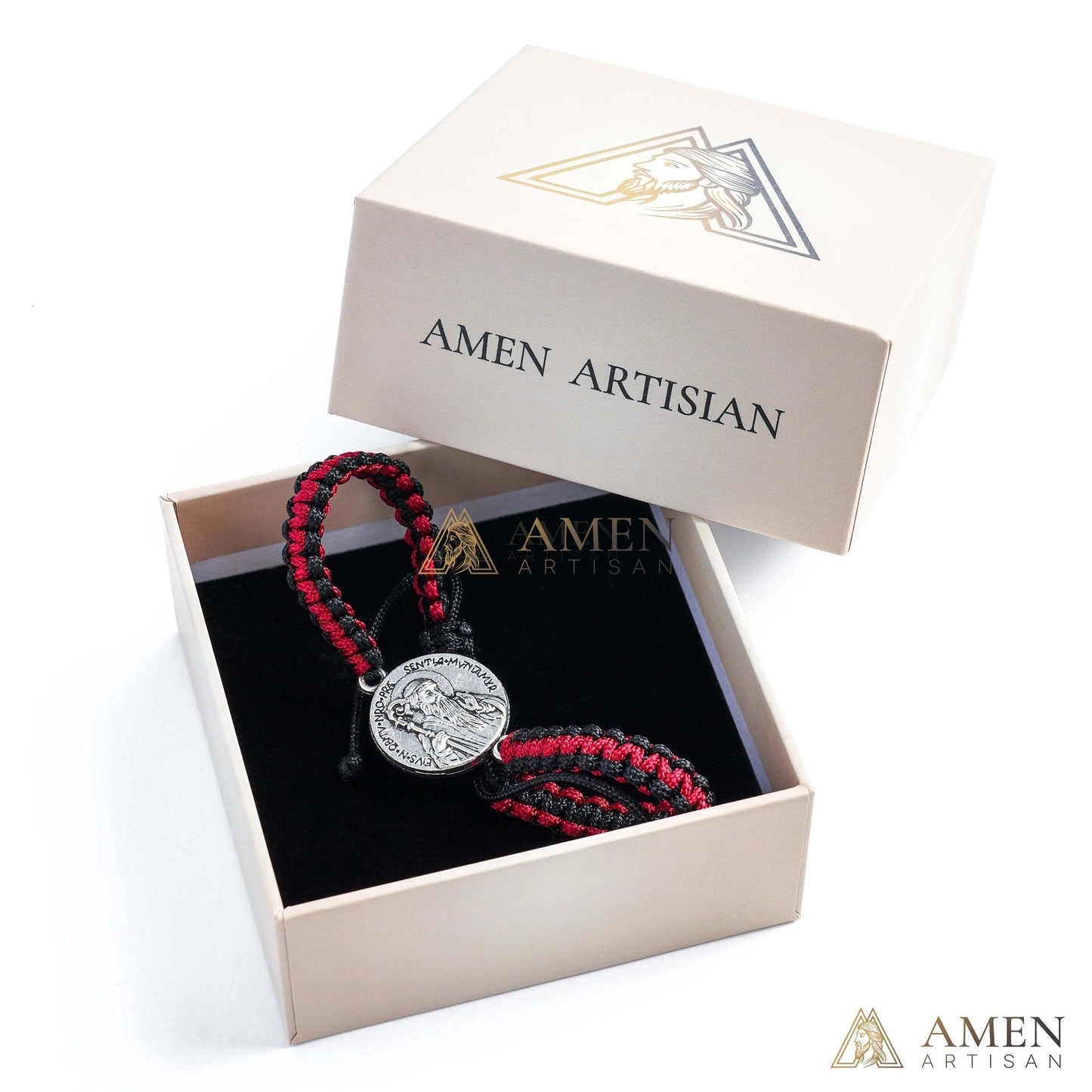 Jesus Portrait Pendant Braided Bracelet Amen Artisan