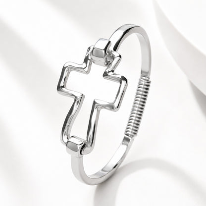 【DEAL TODAY】Textured Cross Cuff Bracelet with Cutout Design
