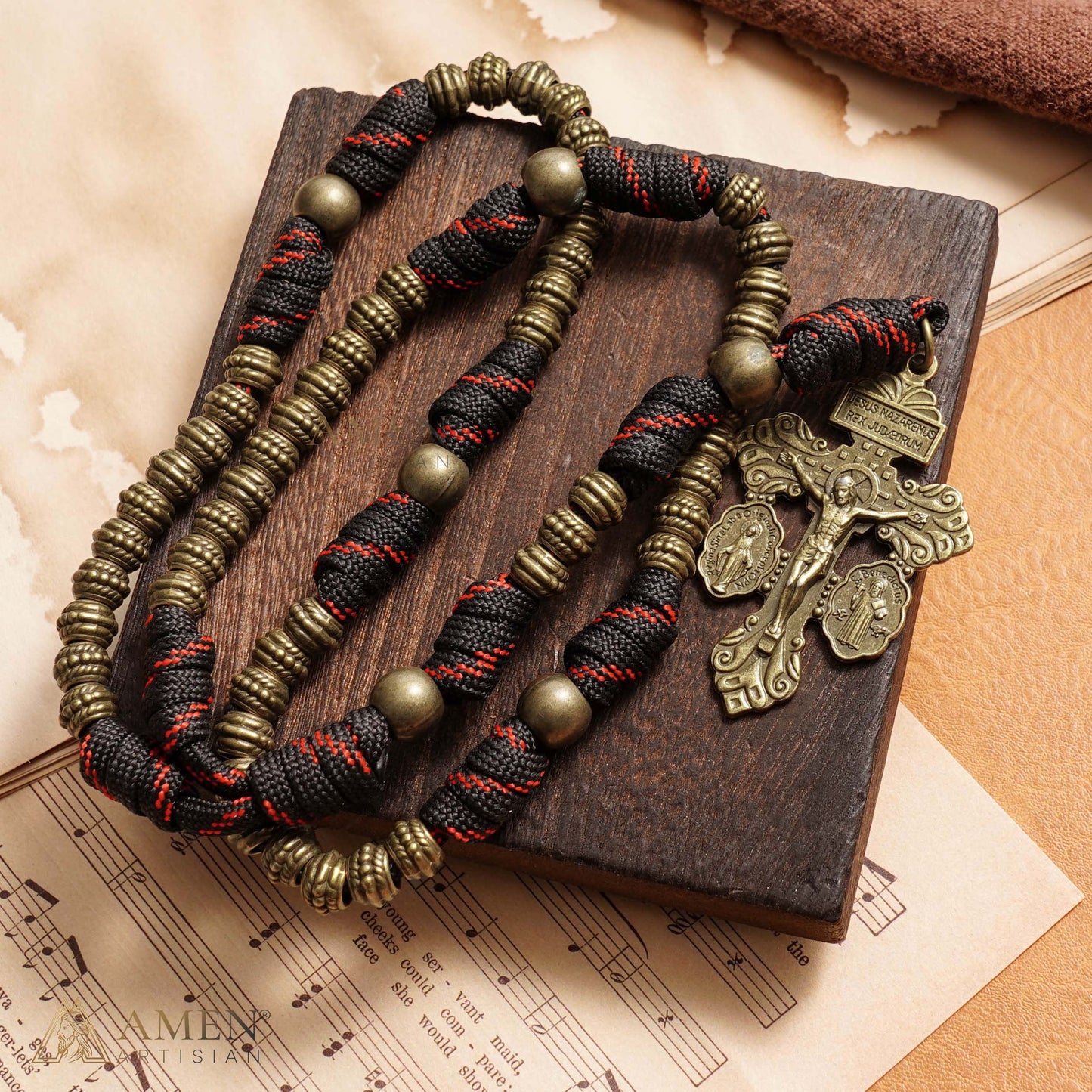 【DEAL TODAY】A Steady Rhythm of Prayer — Bronze Paracord Rosary with Smooth-Turning Beads