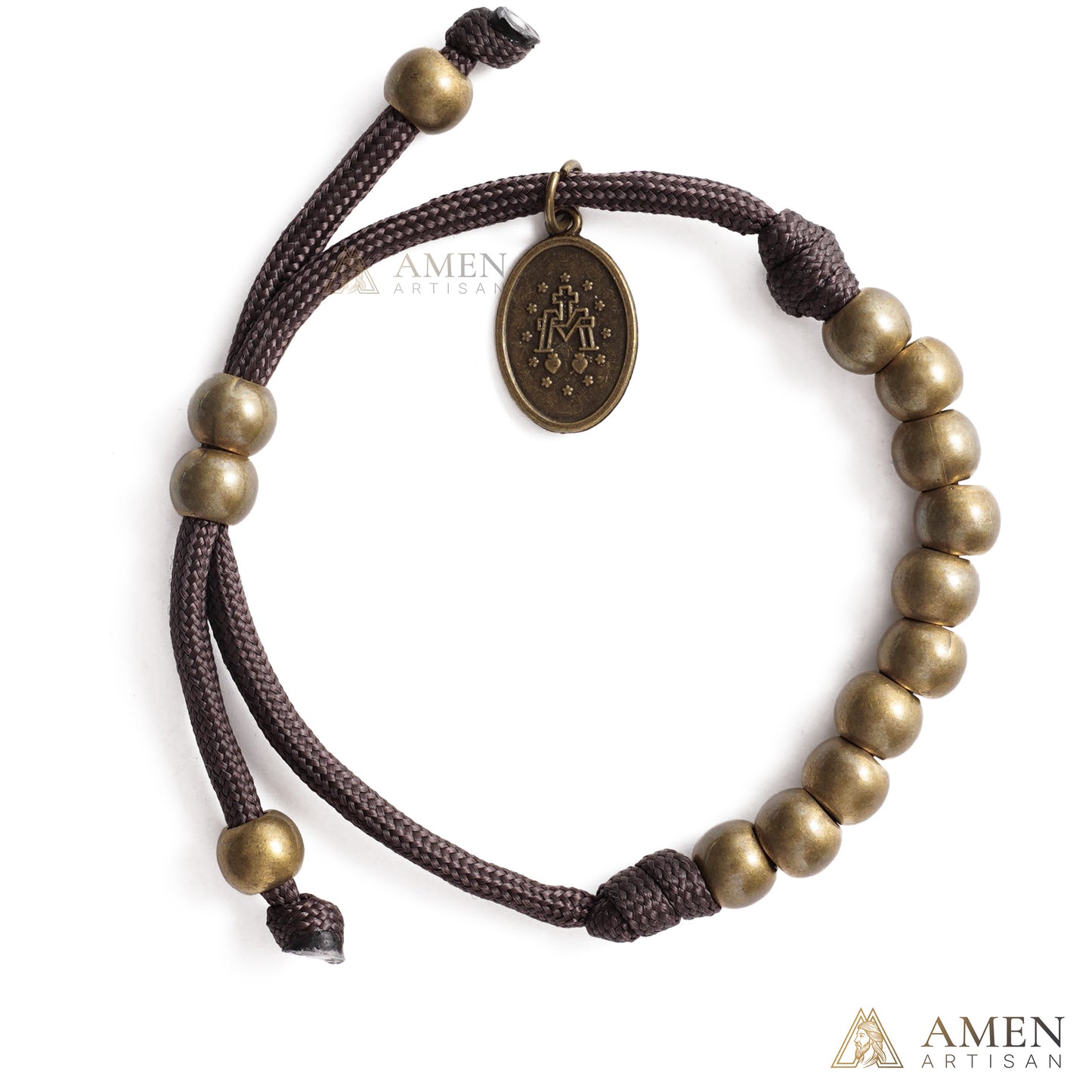 【DEAL TODAY】Brown Braided Prayer Bracelet with Antique Bronze Beads — Blessing