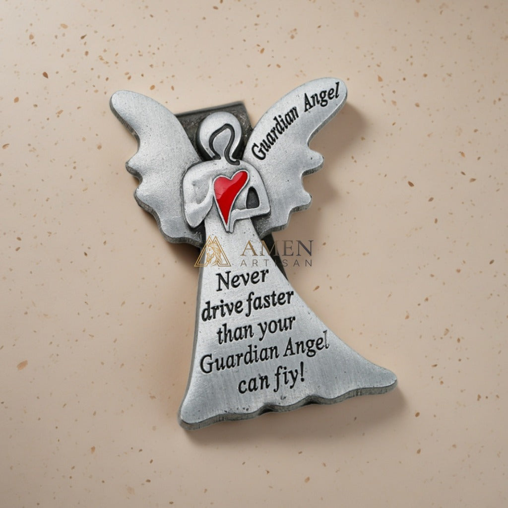 Guardian Angel with Heart Car Visor Clip Amen Artisan