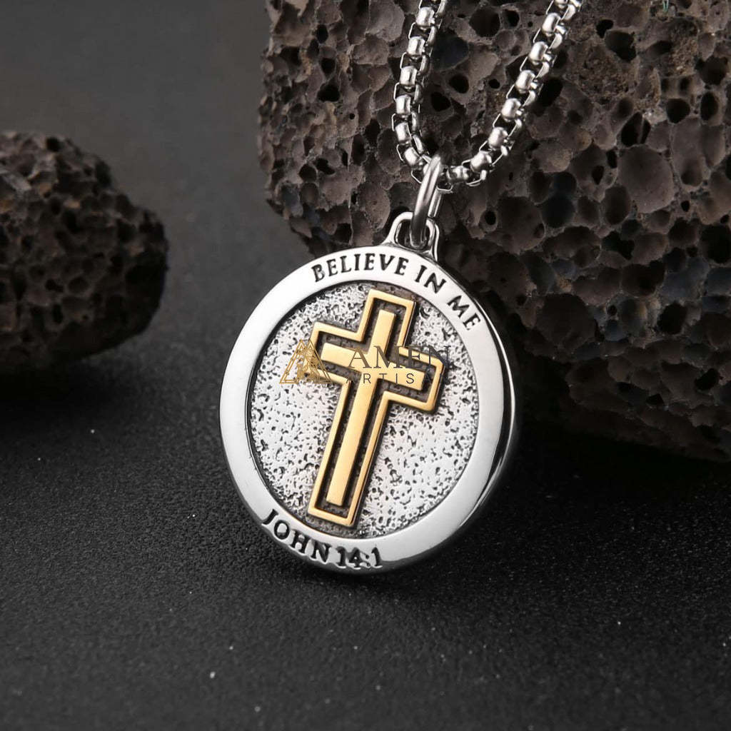 Cross Medallion Pendant Necklace Amen Artisan