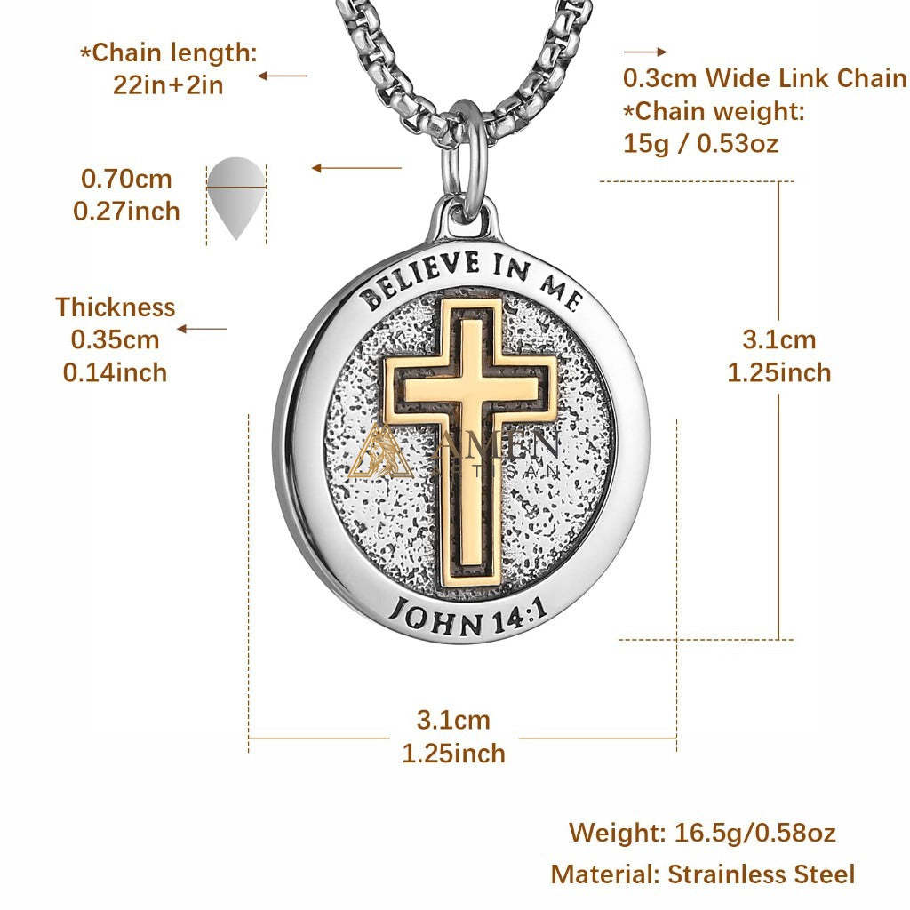 Cross Medallion Pendant Necklace Amen Artisan
