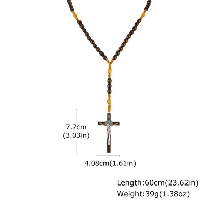 Woven Cord Wooden Rosary with St. Benedict Medal Cross - Sacred Blessing | Amen Artisan