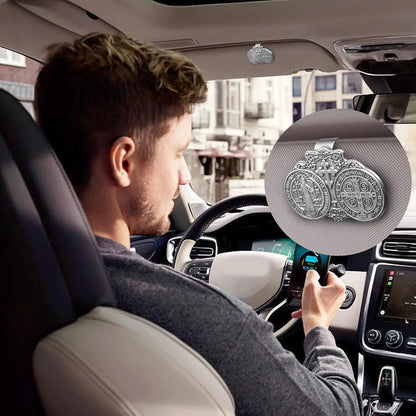 Car Sun Visor Accessories Saint Benedict Medal Bless Driving Safety Amen Artisan