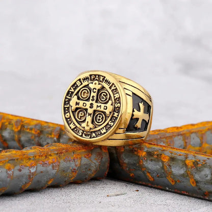 Saint Benedict Cross & Inscriptions Ring