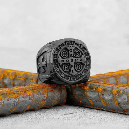 Saint Benedict Cross & Inscriptions Ring
